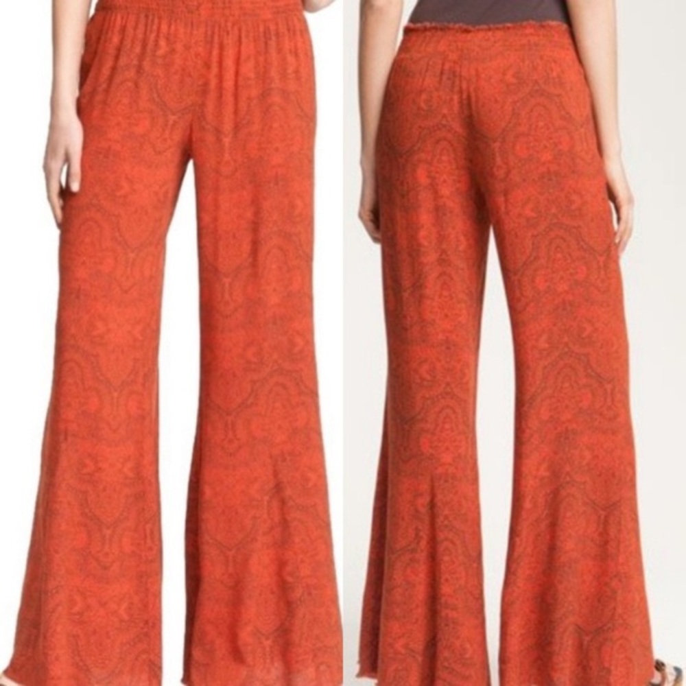 Free People Paisley Red  Flare Pant